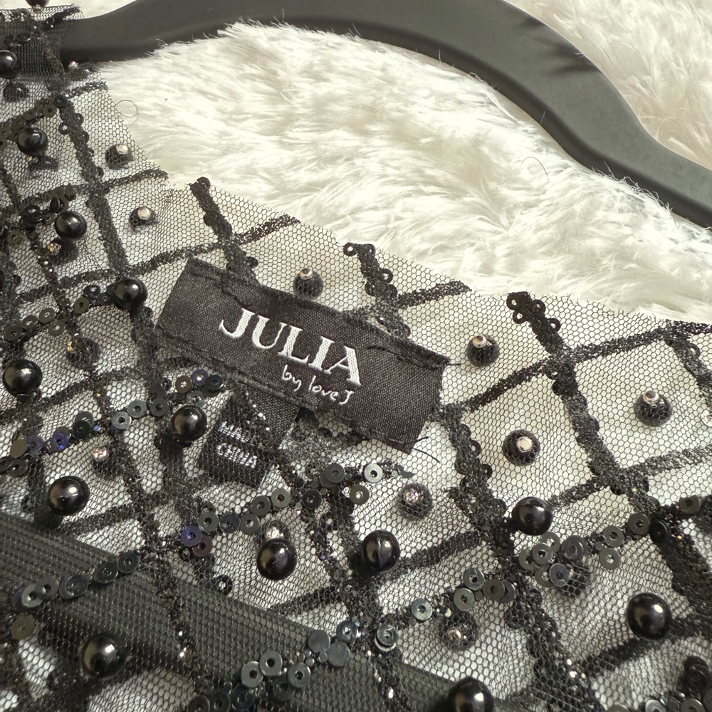 Julia Black Sequin Women's Blouse - Picture 4 of 6